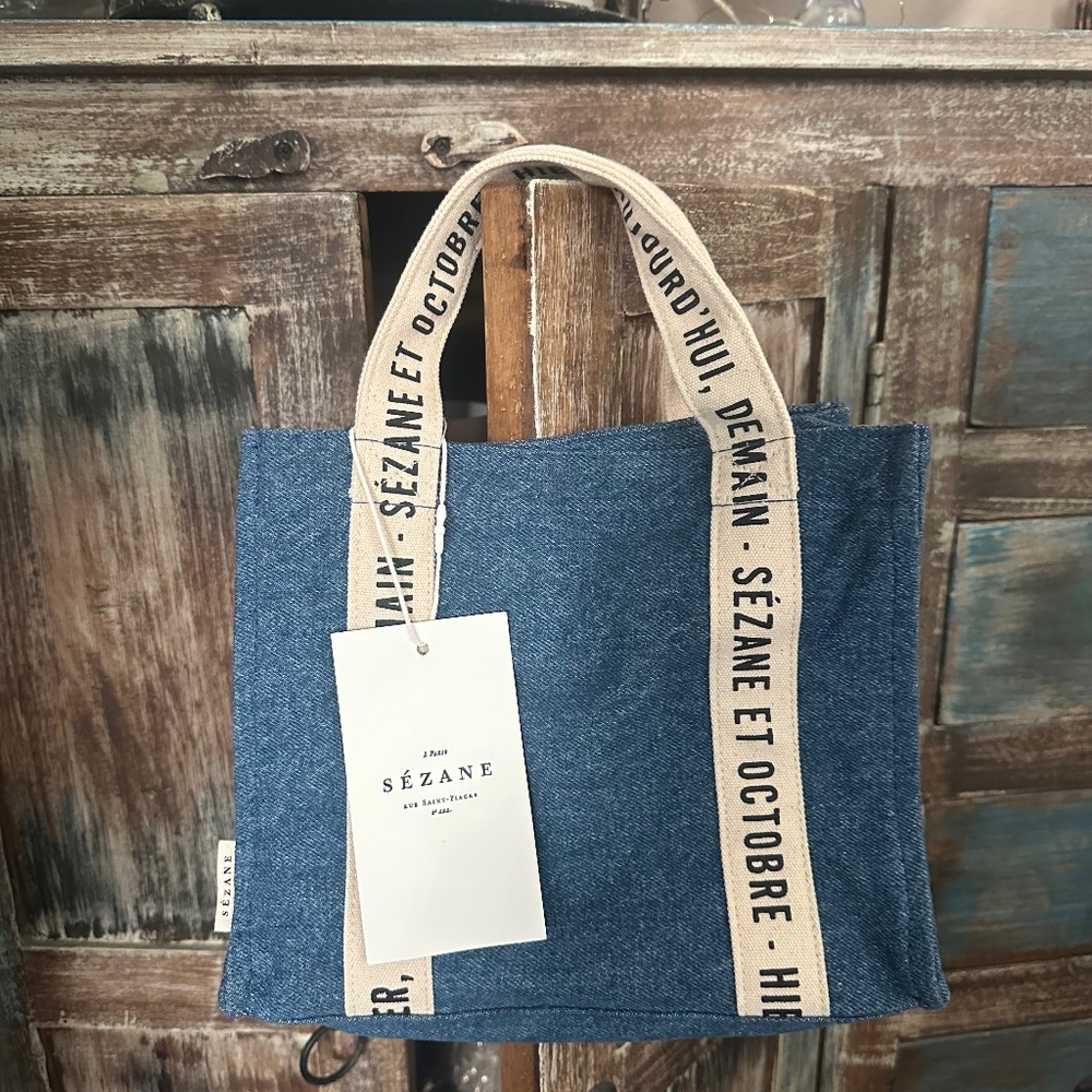 SEZANE DENIM CROSSBODY SMALL CABAS LIBRE TOTE HANDBAG PURSE LIMITED EDITION